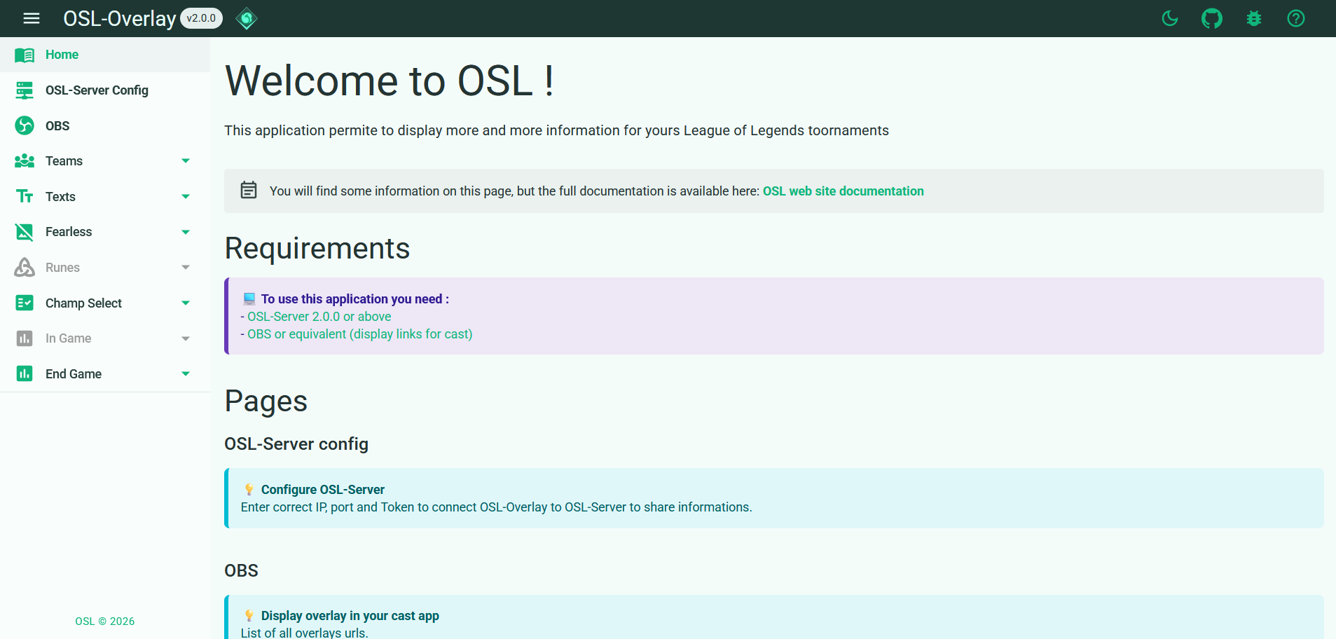 OSL Server Home